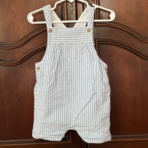 NEXT BABY Blue White Seersucker Romper Size 9-12M Classic Overall Outfit Summer